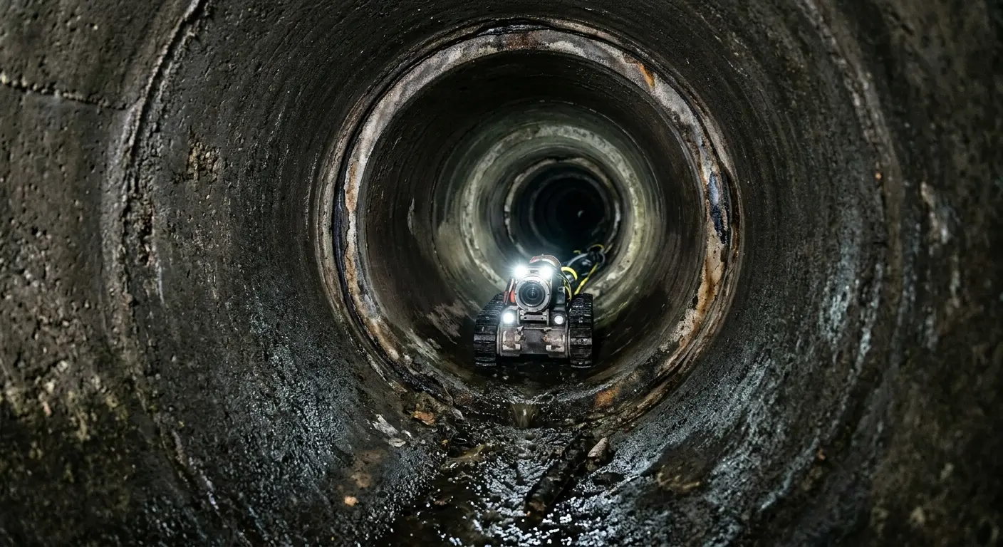Robotic sewer camera inspecting pipe interior for Sewer Line Cleaning in Gloversville